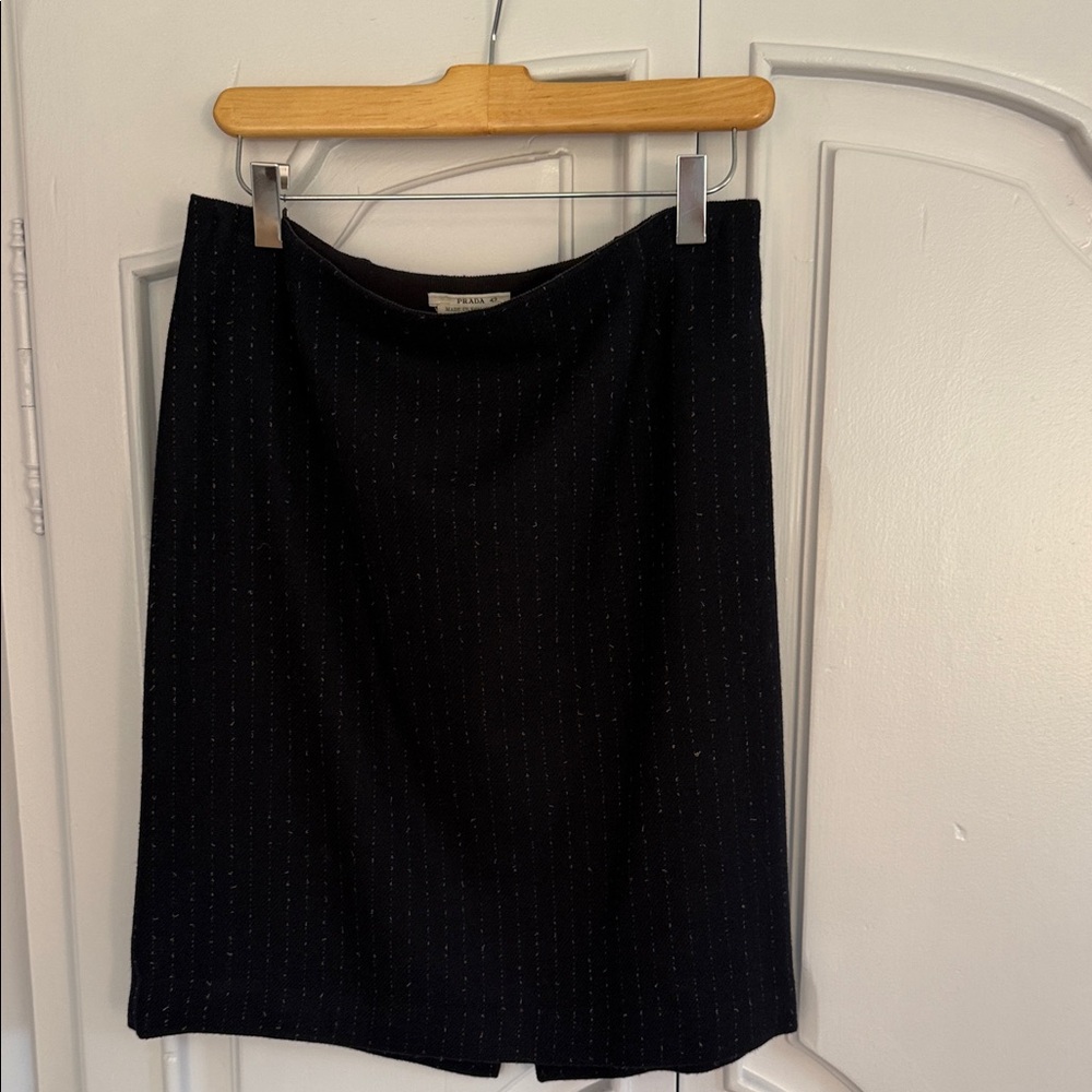 Prada Classic Navy Pinstripe Skirt